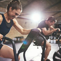 vježba, trening, žena, mupkarac, znoj, napor