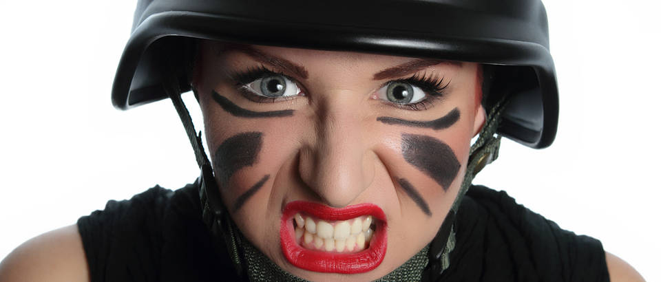 Žena, ljuta, ljutnja, opasno, facepaint, Shutterstock 64678906